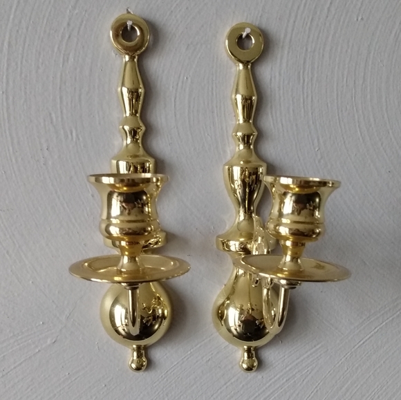 Baldwin Brass polished wall candleholders - Picture 1 of 16